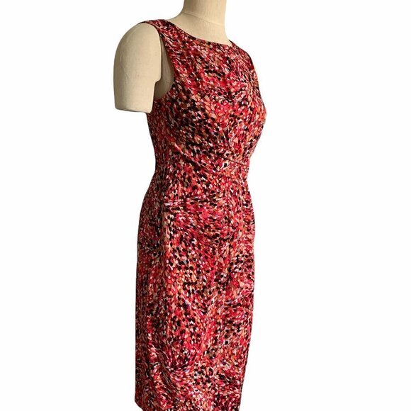 Jessica Howard Sz 6 Sleeveless Sheath Dress Drape Waist Pink Multicolor #230L - Picture 2 of 6